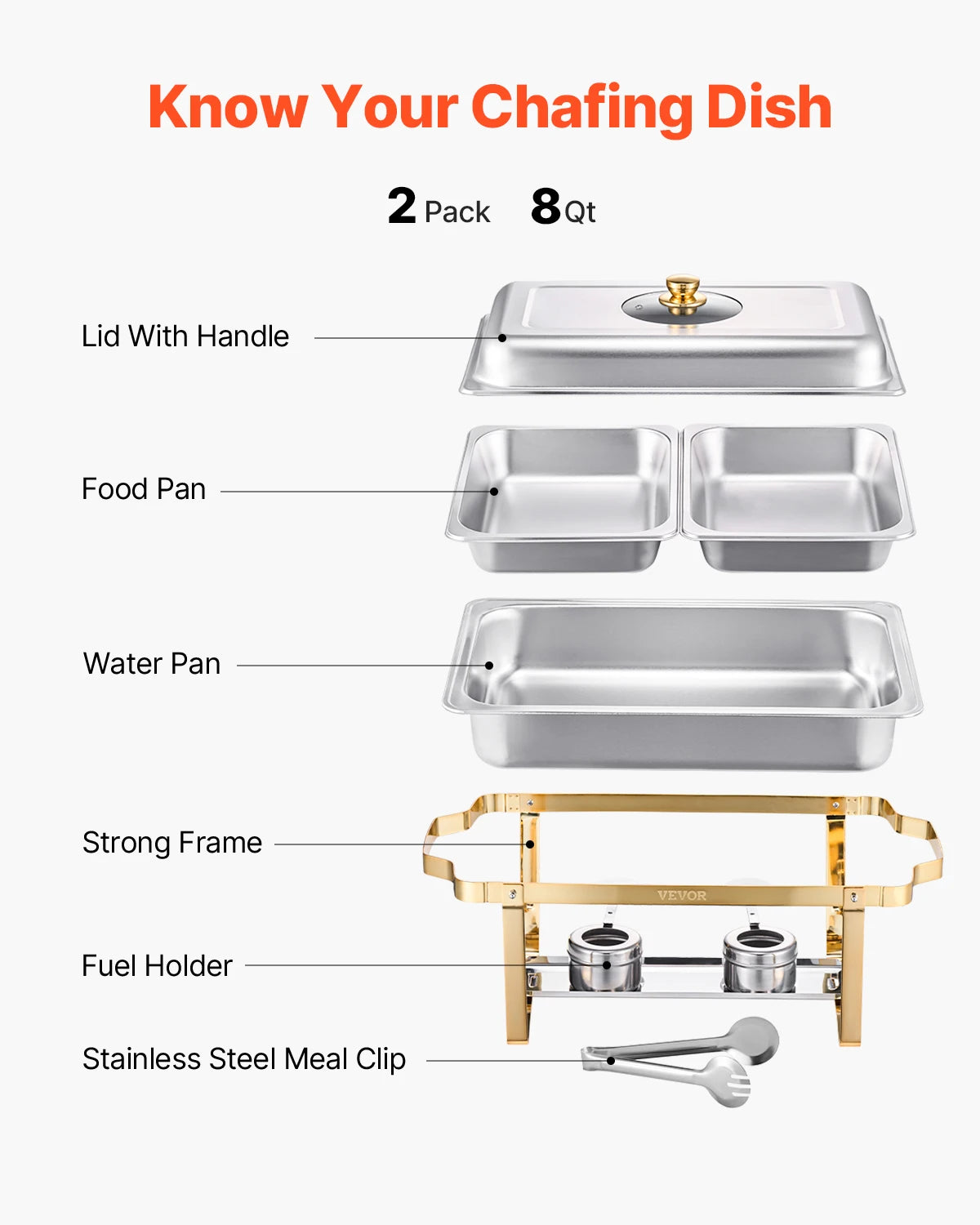 SucceBuy Stainless Steel Chafing Dish Buffet Set 2 Pack Pans