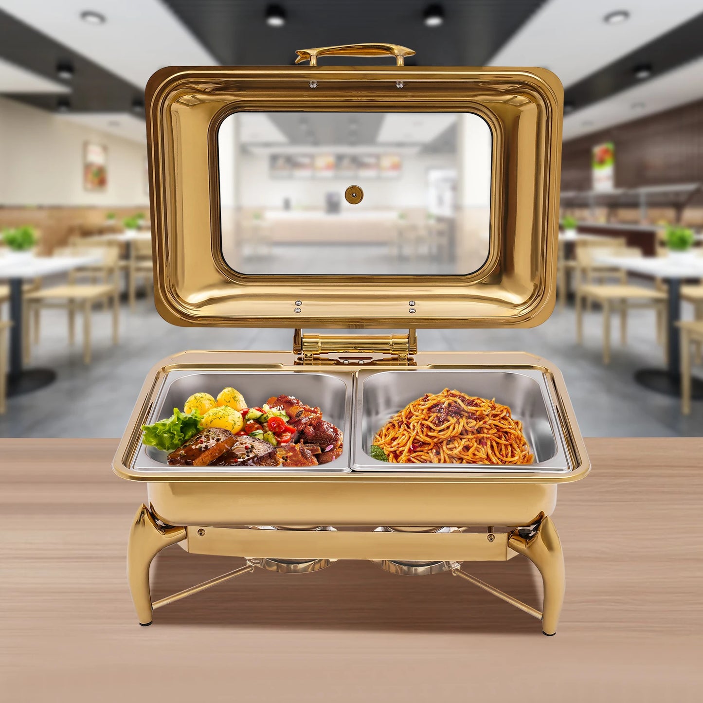 Bymaocar 9L Dual Compartment Chafing Dish Buffet Set