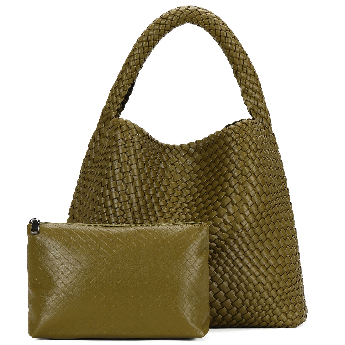 Woven Tote Bag for Women Fashion Shoulder Bag Hobo Handbag Travel Top-handle Underarm Bag with Purse Beach Travel Handmade Work Commuter Day Bags
