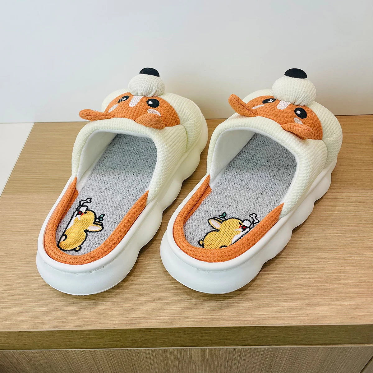 Lucky Bean Corgi Slippers For Women Men Indoor Home Comfort