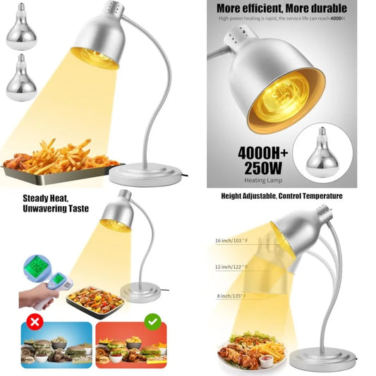 Heat Lamp For Food With Flexible Arm 250W Bulbs Catering