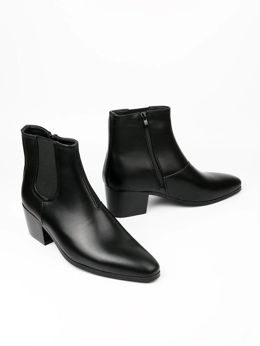 Men's Chelsea Boots With Double Elastic Band And Chunky Heel