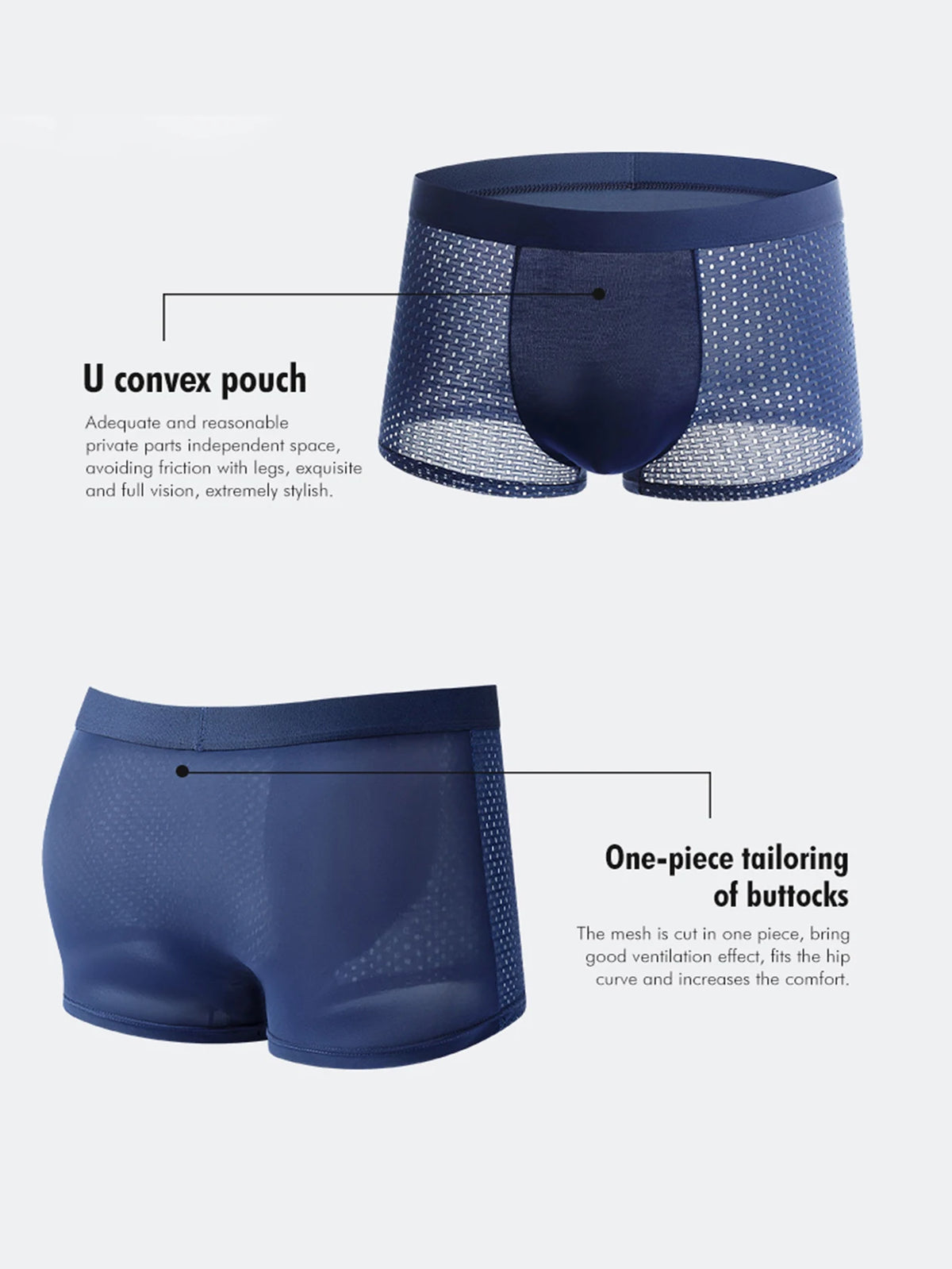 4 pairs of men's underwear ice silk half mesh summer burst four corner underpants sports mesh breathable boxer shorts