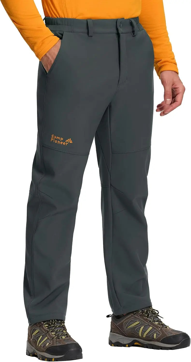 Pioneer Camp Men's Fleece Lined Hiking Pants Insulated Waterproof Softshell Winter Warm Work Snow Ski Pants Snowboard