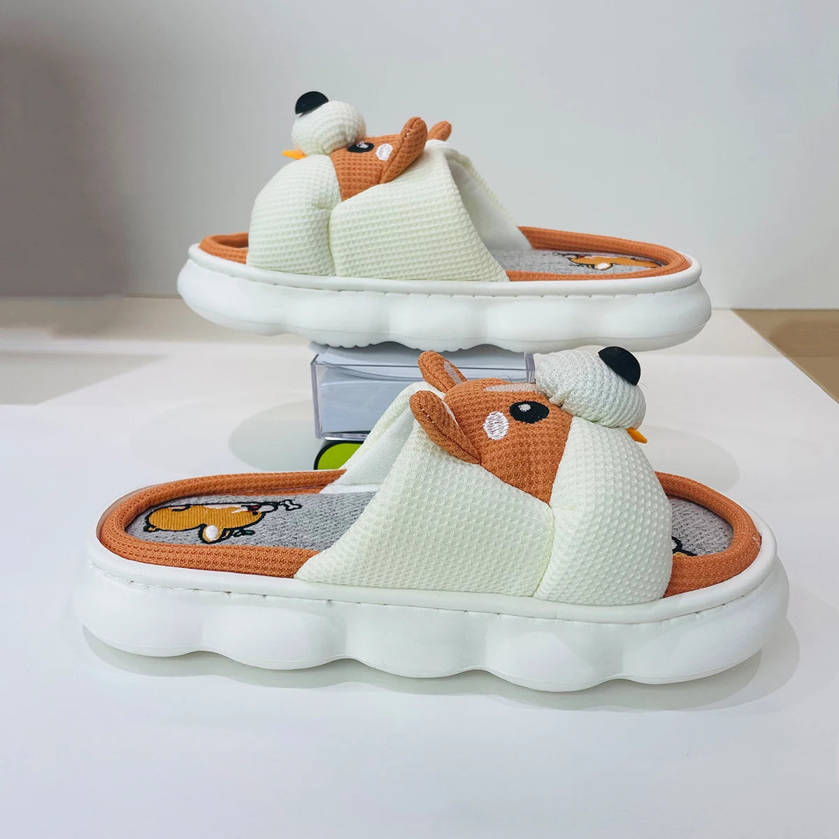 Lucky Bean Corgi Slippers For Women Men Indoor Home Comfort