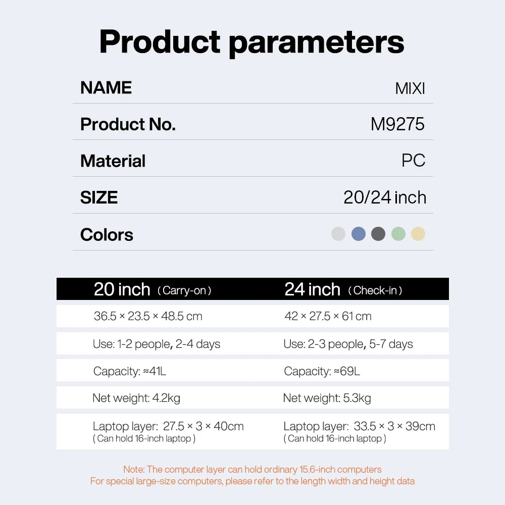 HankeCN Mixi New Design Wide Handle Carry On Luggage