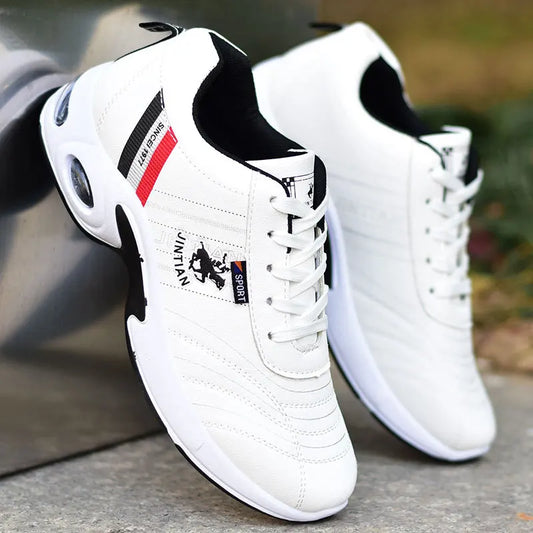 YBQJOO Mens Leather Sneakers Casual Non Slip Running Shoes