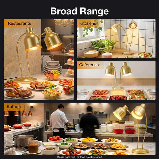 Stainless Steel Food Heat Lamp 500W 2 Head Warming Light
