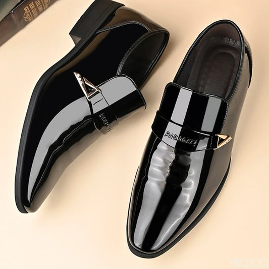 YBQJOO Men's Slip On Pointed Formal Shoes PU Insole