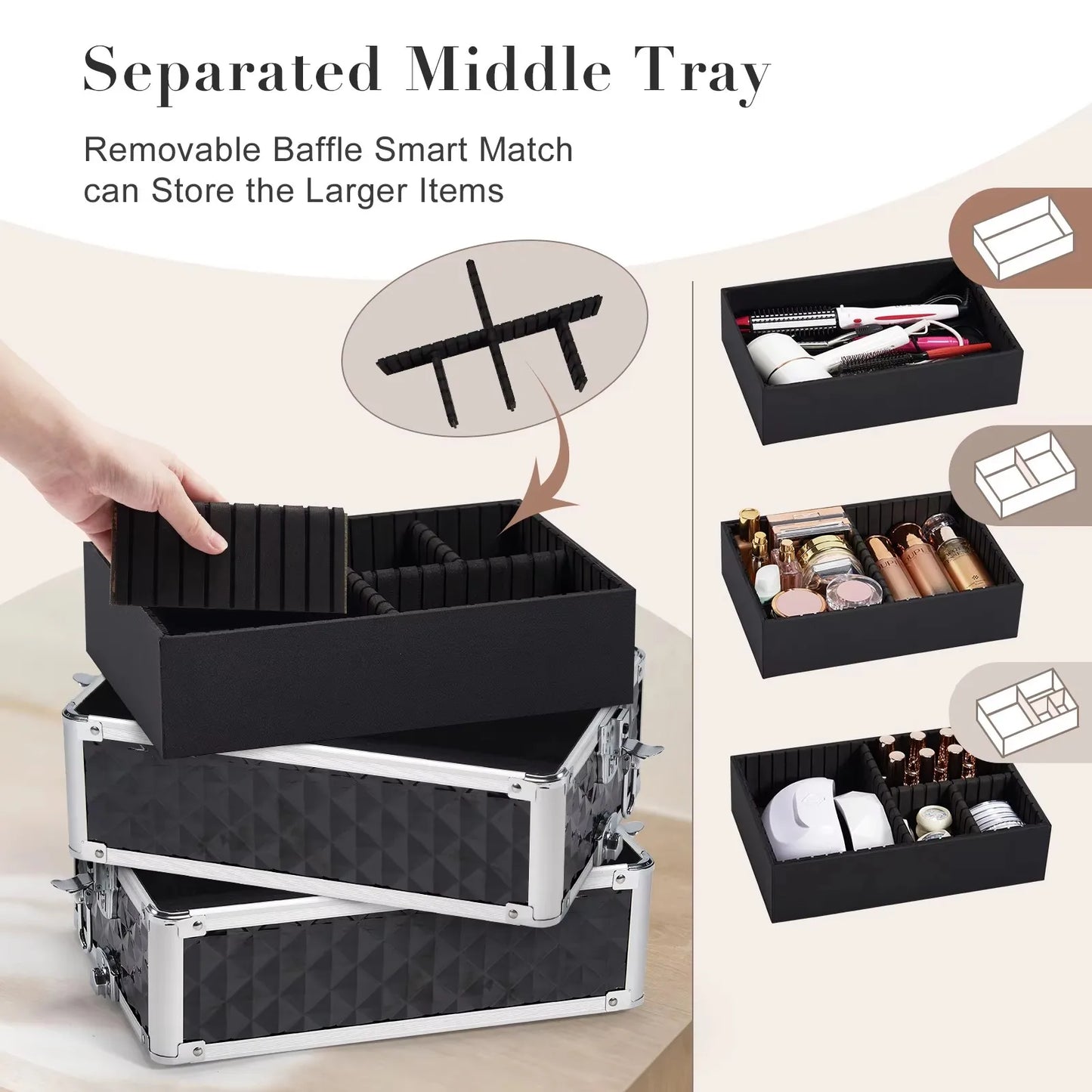 MaxuleneCN Makeup Trolley Case On Wheels Detachable 4 In 1