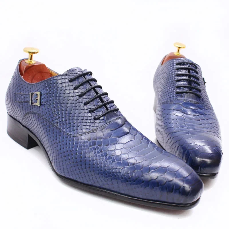 Daniel Wafer Luxury Men's Oxford Shoes Snake Skin Print