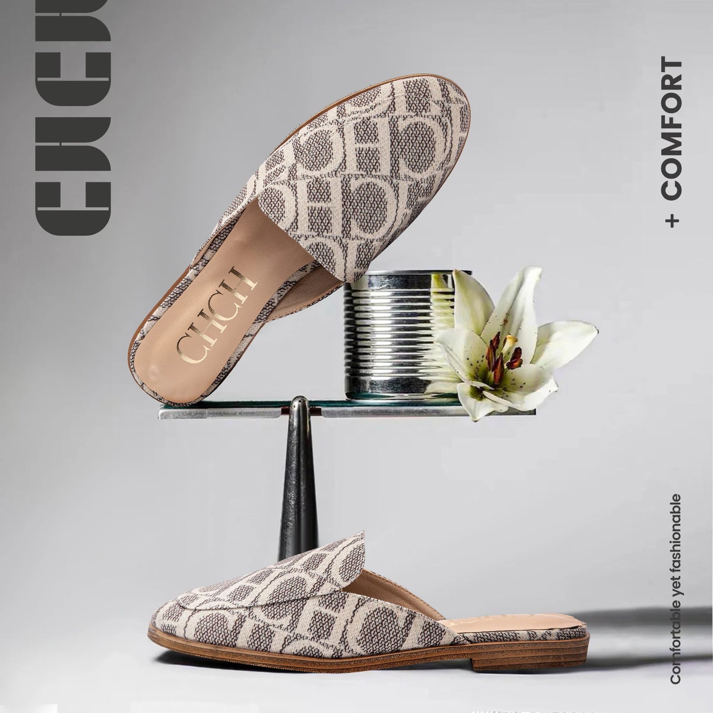 CHCHCN Luxury Summer Slippers Womens Low Heel Sandals Beach