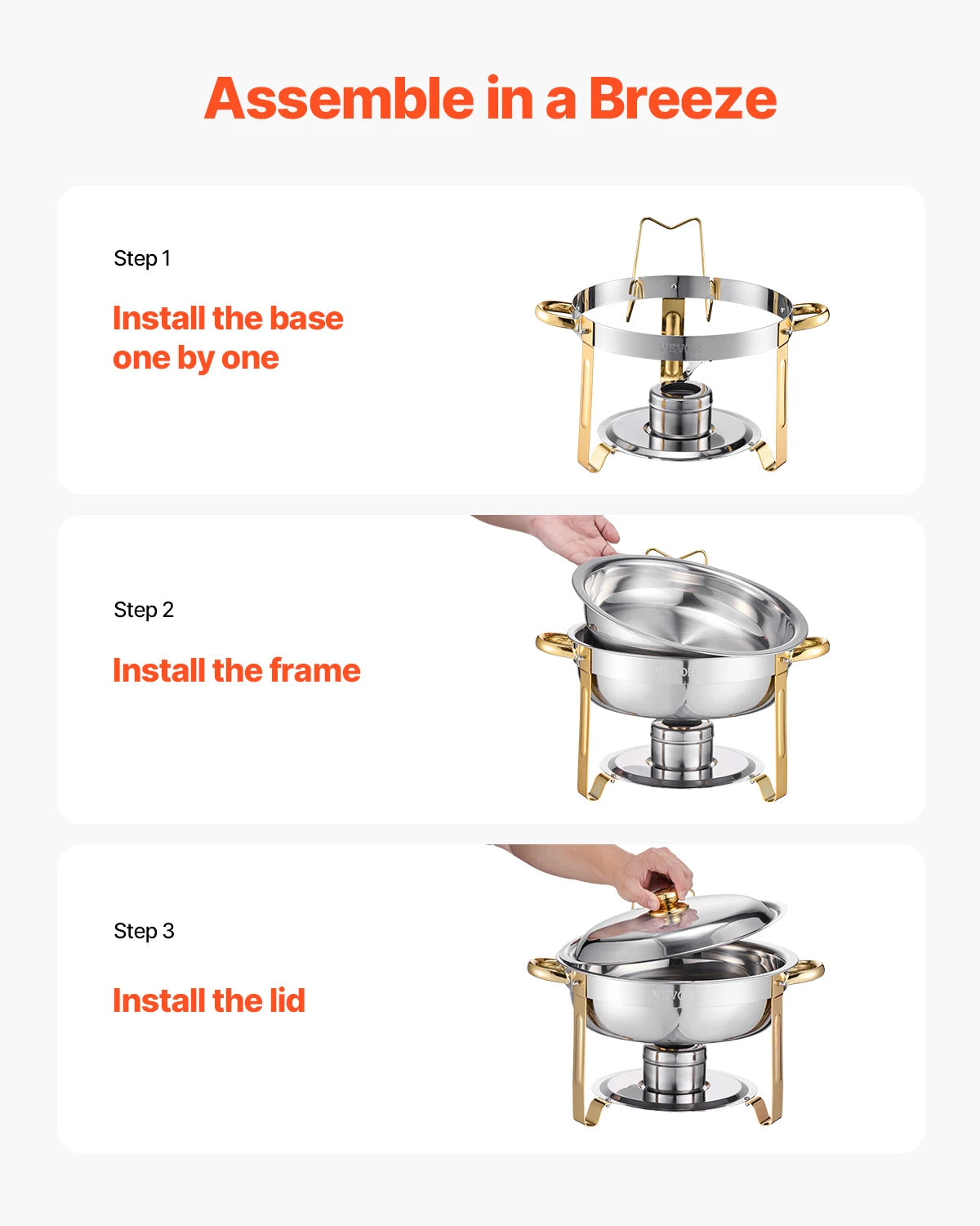SucceBuy Stainless Steel Chafing Dish Buffet Set With Four Pans
