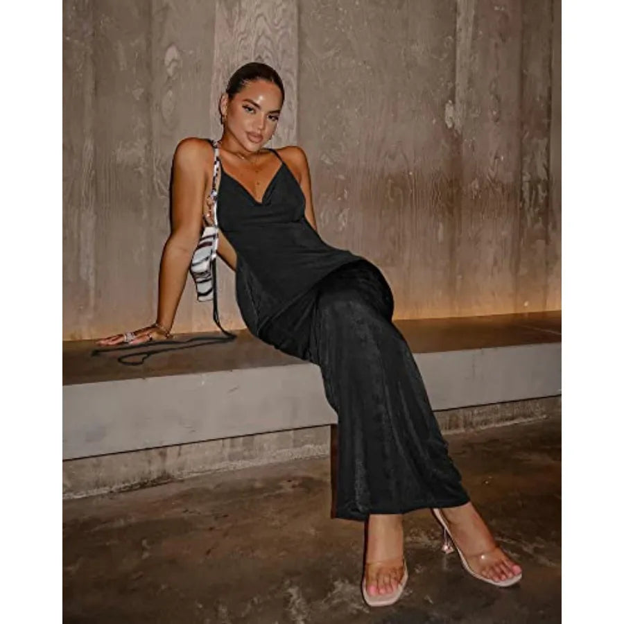 Women Backless Cowl Neck Cocktail Going Out Dress Halter Slip Long Semi Formal Party 2026 Spring Summer Maxi Dress