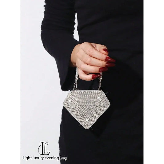 Vintage Crystal Studded Mini Heart Shaped Makeup Bag, Elegant Lady Clutch Purse, Shoulder Bag, Coin Purse, Chain Bag, Handbag,