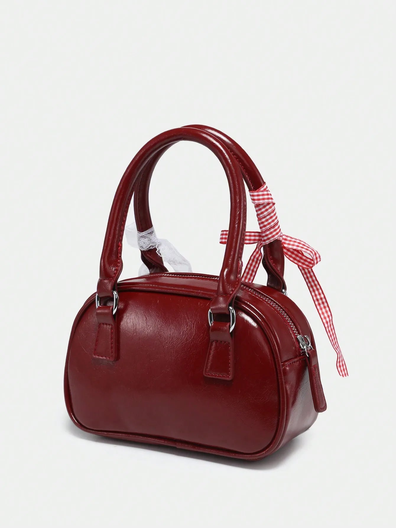 Womens Ballet Style Cherry Pearl Bow Mini Handbag Purse Kawaii