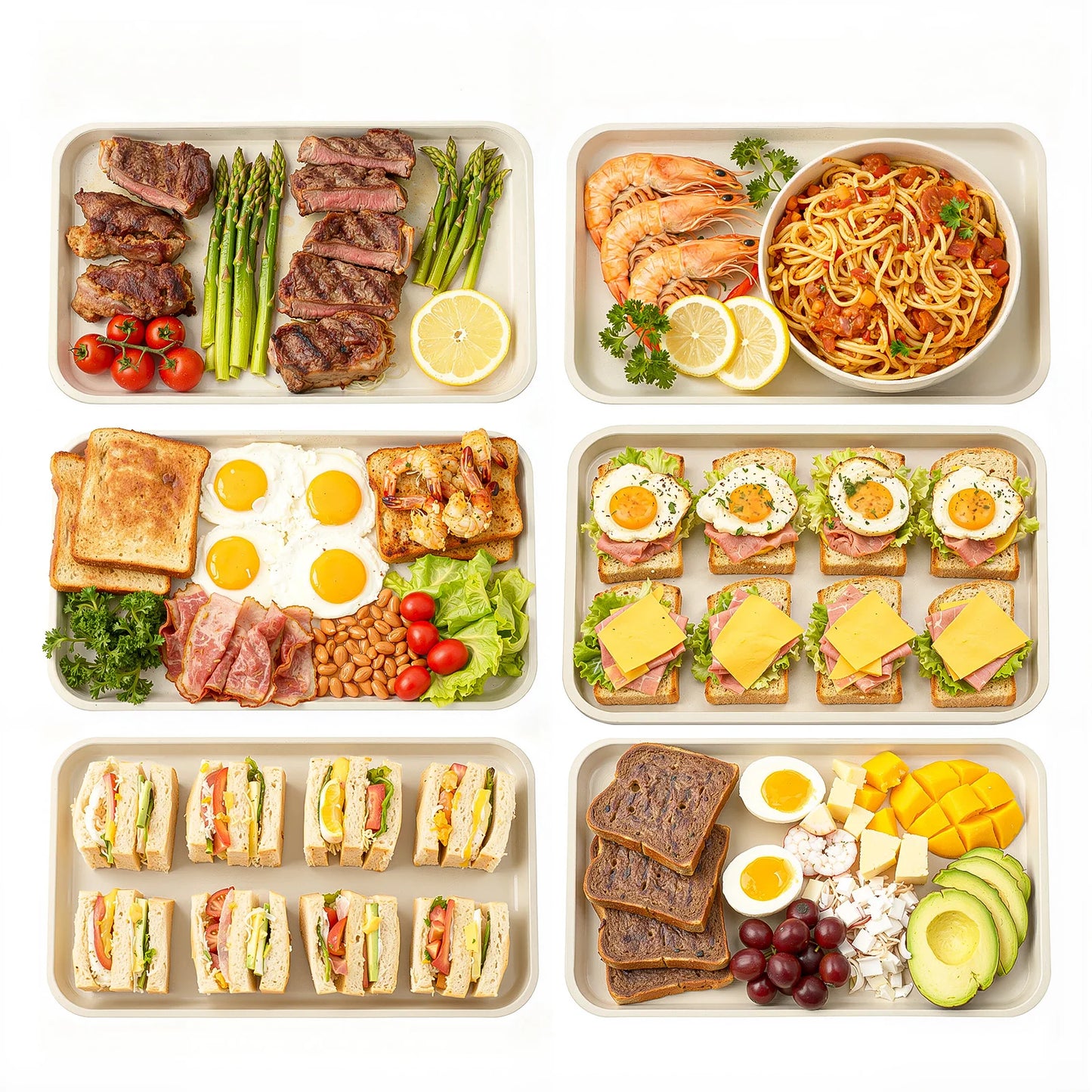 24 Pack Rectangular PP Fast Food Trays 36×27cm Anti-slip Surface Stackable 120℃ Heat Resistant Restaurant Cafeteria Serving Trays Khaki