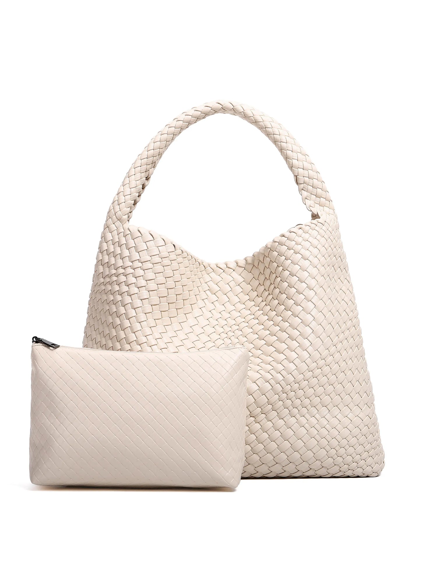 Woven Tote Bag for Women Fashion Shoulder Bag Hobo Handbag Travel Top-handle Underarm Bag with Purse Beach Travel Handmade Work Commuter Day Bags