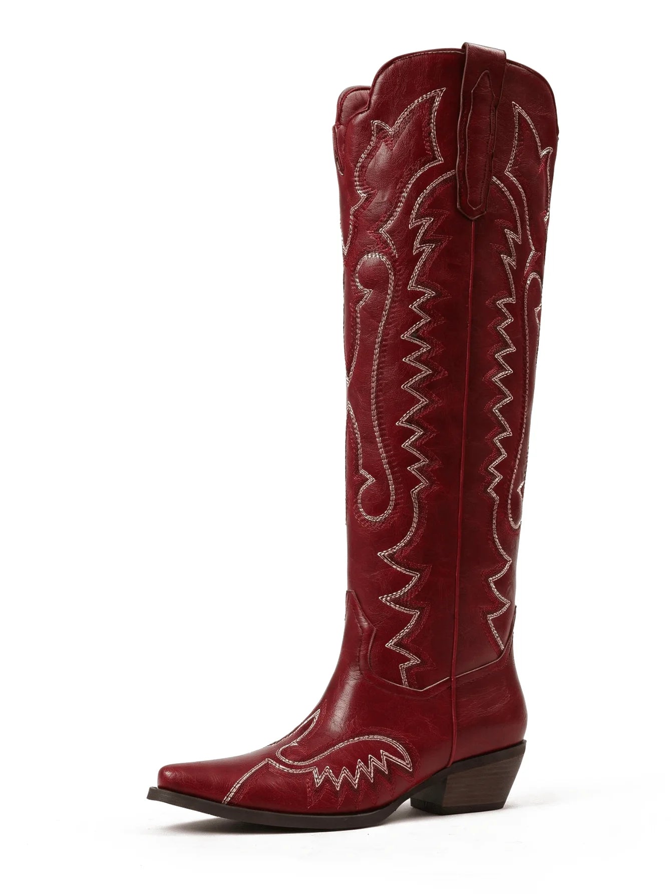 Womens Western Cowboy Boots Embroidered Knee High Boots