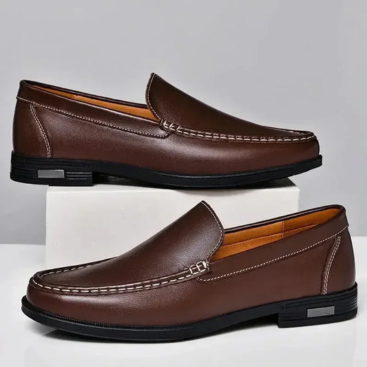 Genuine Leather Mens Dress Shoes Slip On Loafers For Business