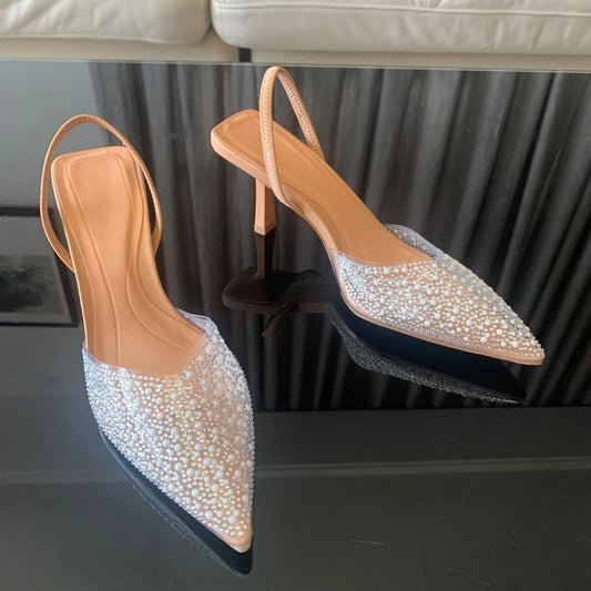 Nuolaian Pearl Slingback High Heels For Women Pumps