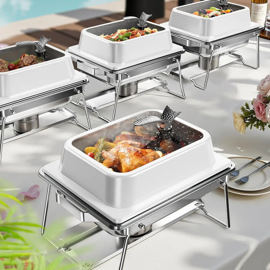 Stainless Steel Square Chafing Dish Set 4 Pack for Buffets
