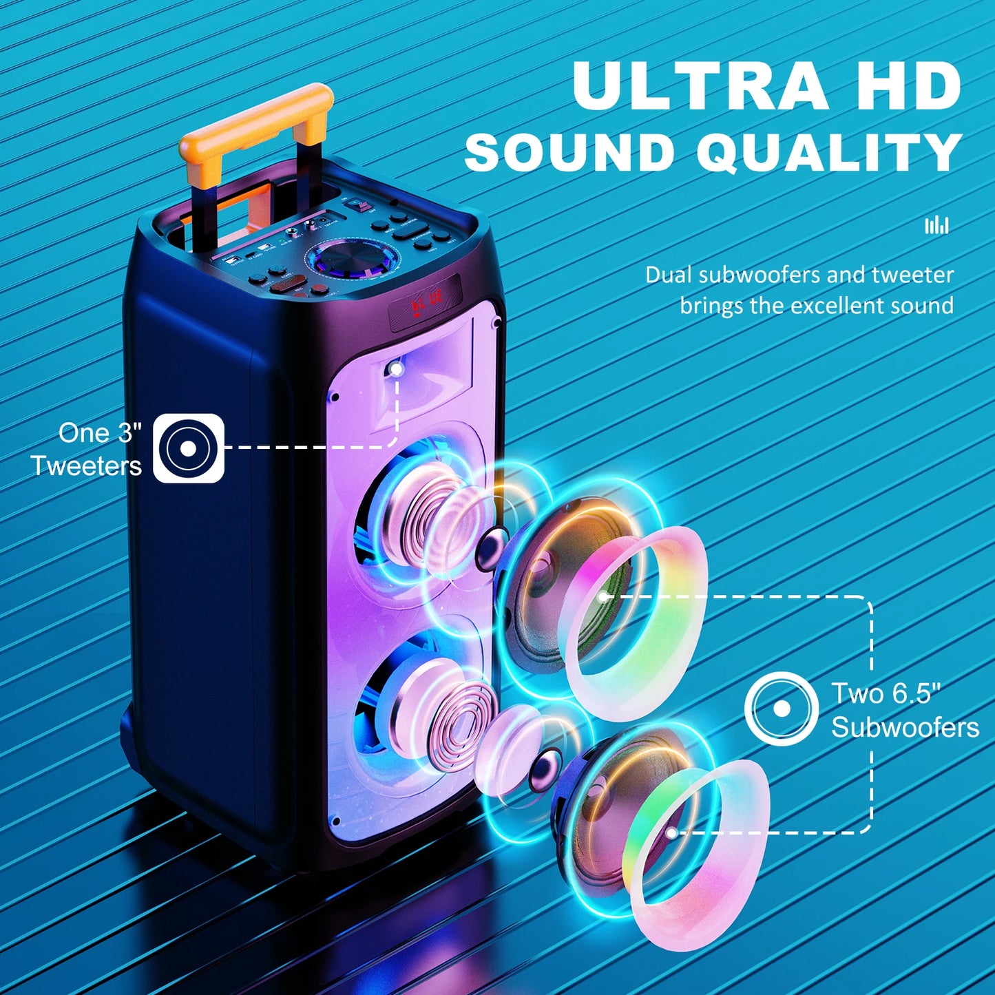 Karaoke Machine, Portable Bluetooth Speaker with 2 Wireless Karaoke Microphones, Karaoke Machine for Adults Kids for Home Party