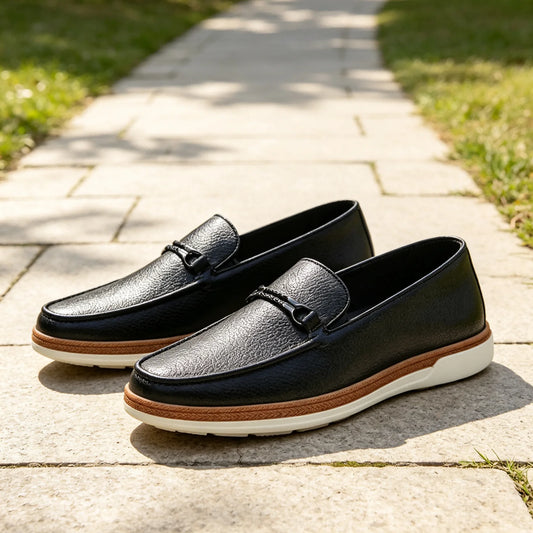 Desaidb Mens Faux Leather Horsebit Loafers Slip On Dress Shoes