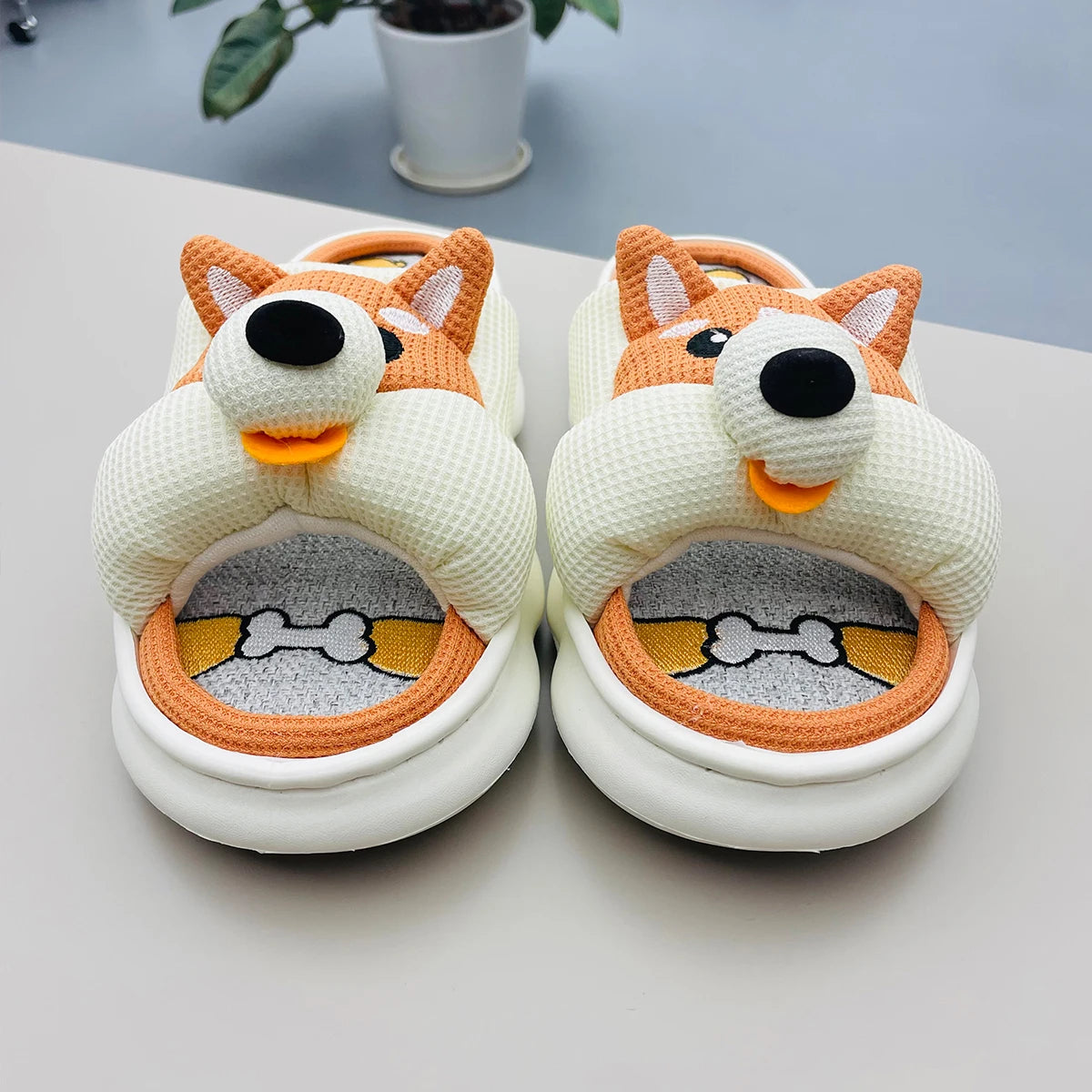 Lucky Bean Corgi Slippers For Women Men Indoor Home Comfort