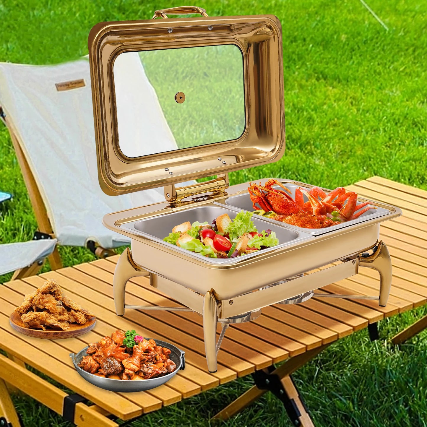 Bymaocar 9L Dual Compartment Chafing Dish Buffet Set