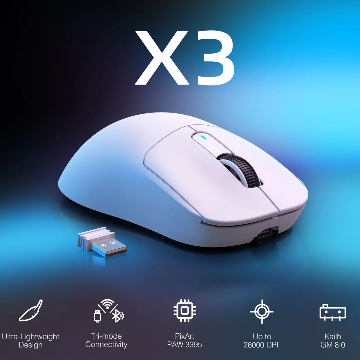Attack Shark X3 Wireless Gaming Mouse Paw3395 26000Dpi