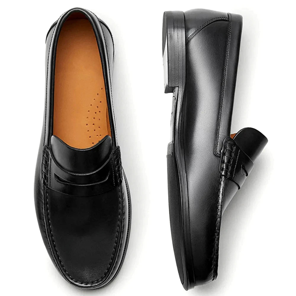 MSEW Mens Calf Leather Slip On Loafers Breathable Comfort