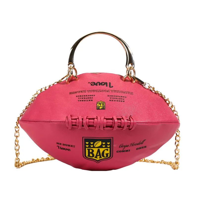 Fashion American Football Crossbody Bags for Women Pu Leather Unique Handbag Design Novelty Vacation Beach Travel Shoulder Bag
