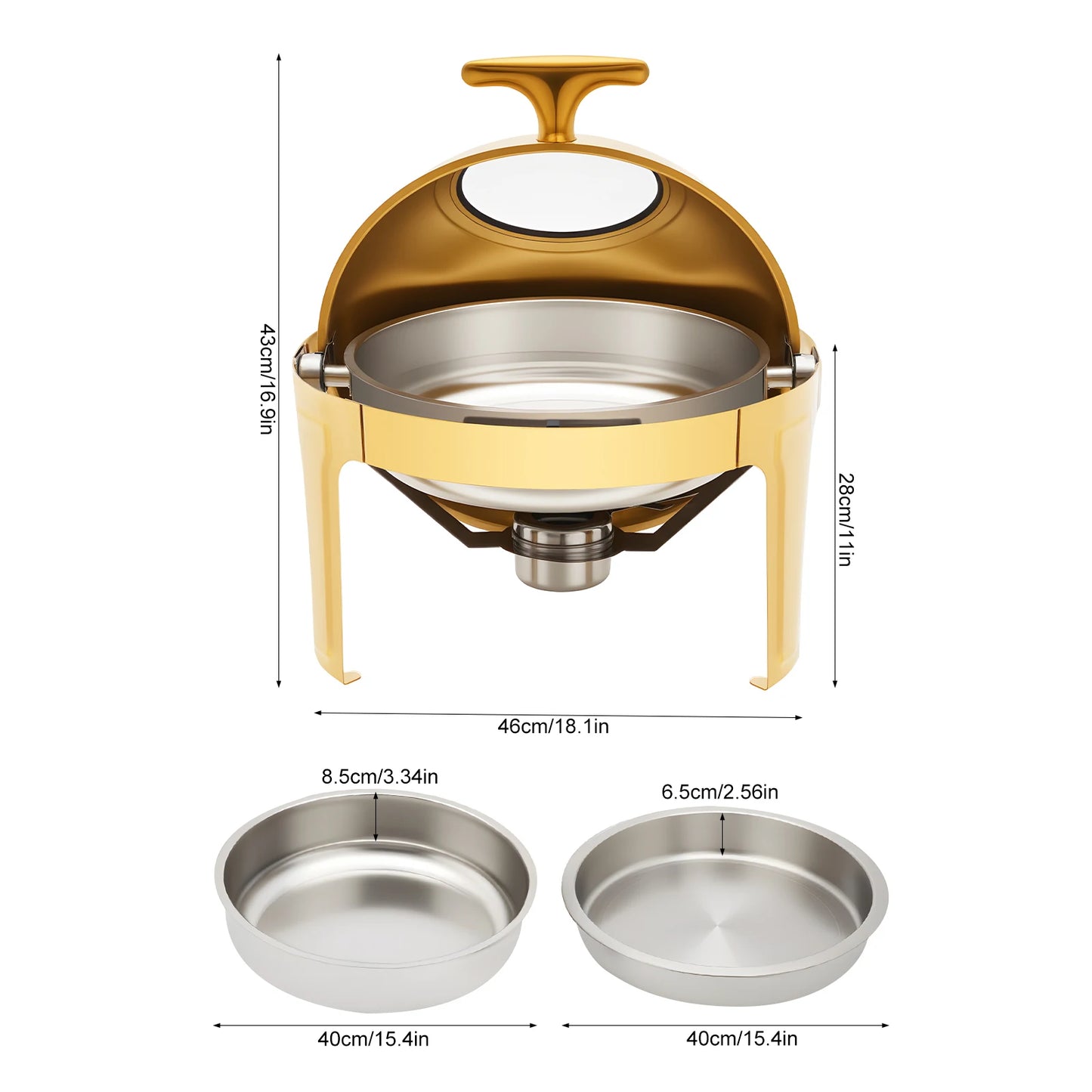 Bymaocar Stainless Round Chafing Dish Buffet Server Lid
