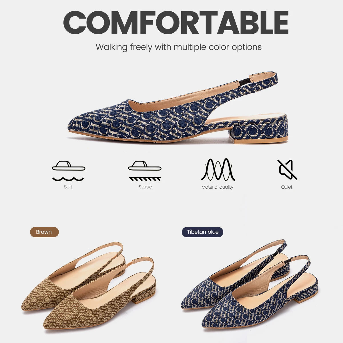 CHCH Womens Flat Bottom Low Heel Sandals Ankle Strap