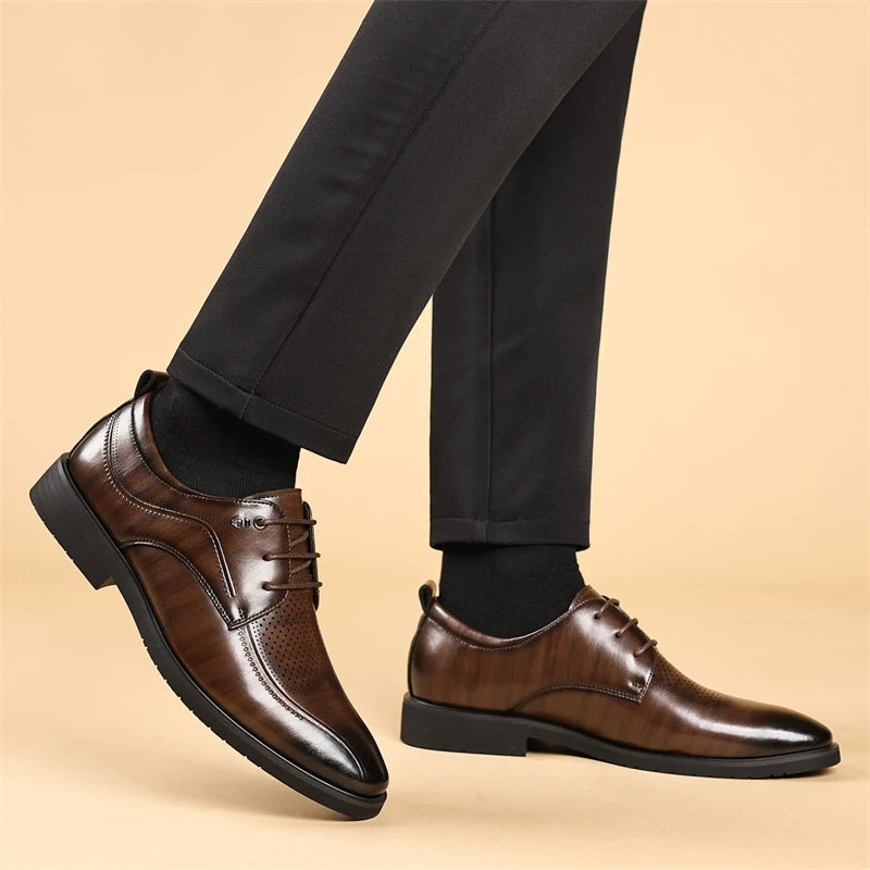 Mens Summer Breathable Leather Derby Shoes British Style SJ25021