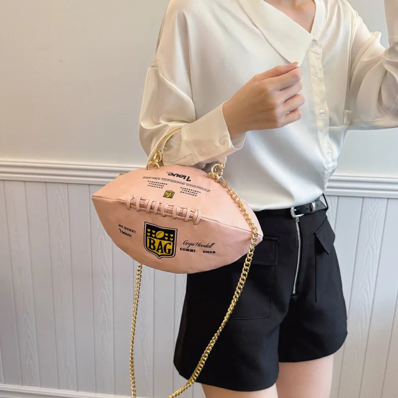 Fashion American Football Crossbody Bags for Women Pu Leather Unique Handbag Design Novelty Vacation Beach Travel Shoulder Bag