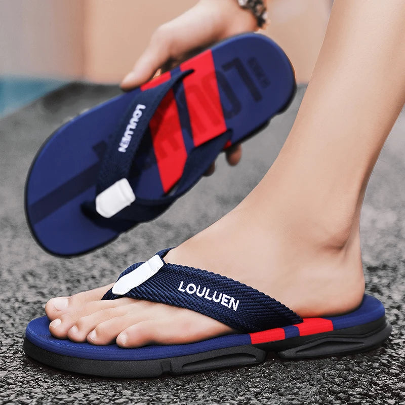 LOULUEN Men Flip Flops Breathable Casual Beach Slippers Outdoor