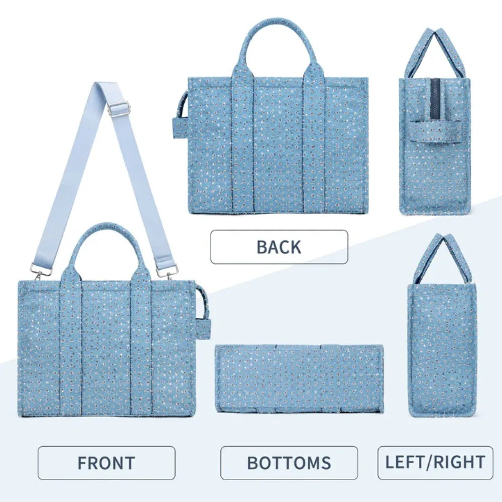 Large Capacity Sequins Canvas Tote Handlebags For Women Simple Canvas Decor Bucket Handbags Women Casual Shoulder Crossbody Bags