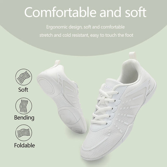 Marwoo Women Cheerleading Shoes Breathable Mesh Non Slip Flat Gymnastics Sneakers