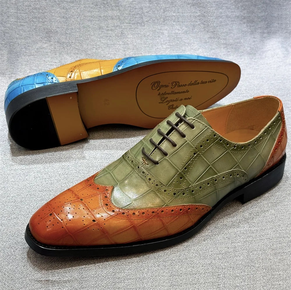 Felix Chu Men's Genuine Leather Wingtip Oxfords