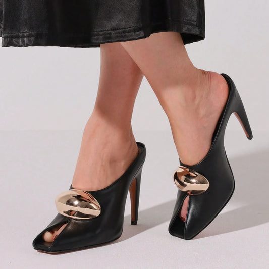 Metal Stiletto High Heels Slingback Pumps For Women