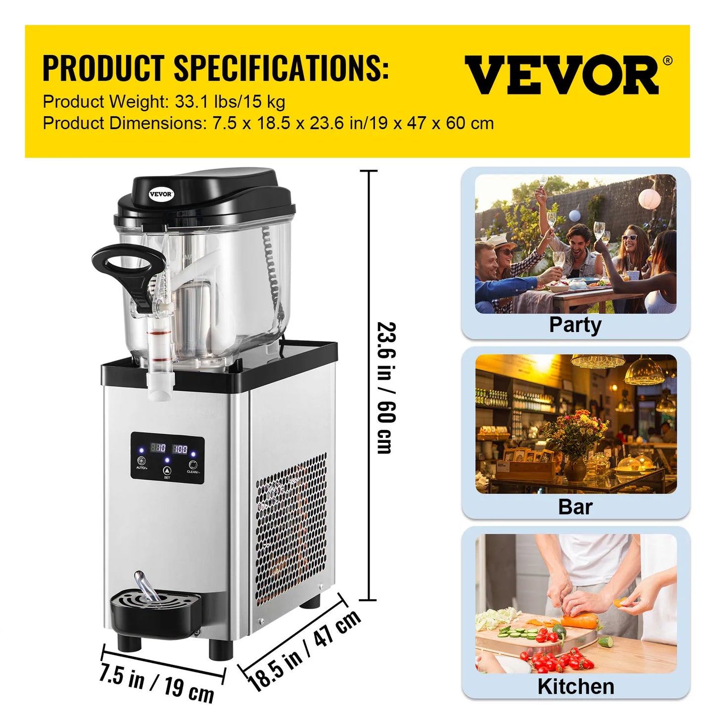 VEVOR 6L Slushy Machine with Automatic Speed Control