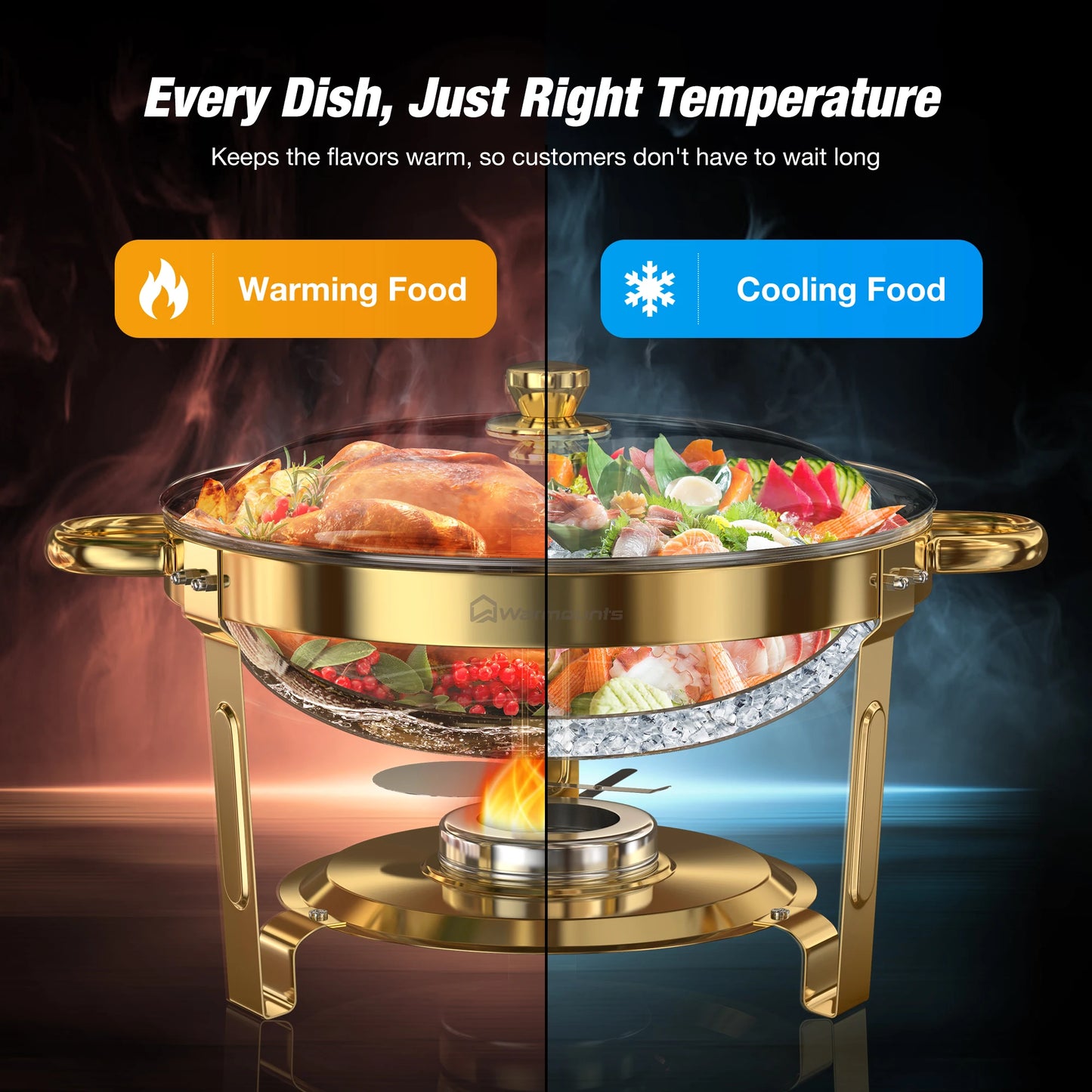 Hign-concerned Round Chafing Dishes Buffet Set Food Warmers