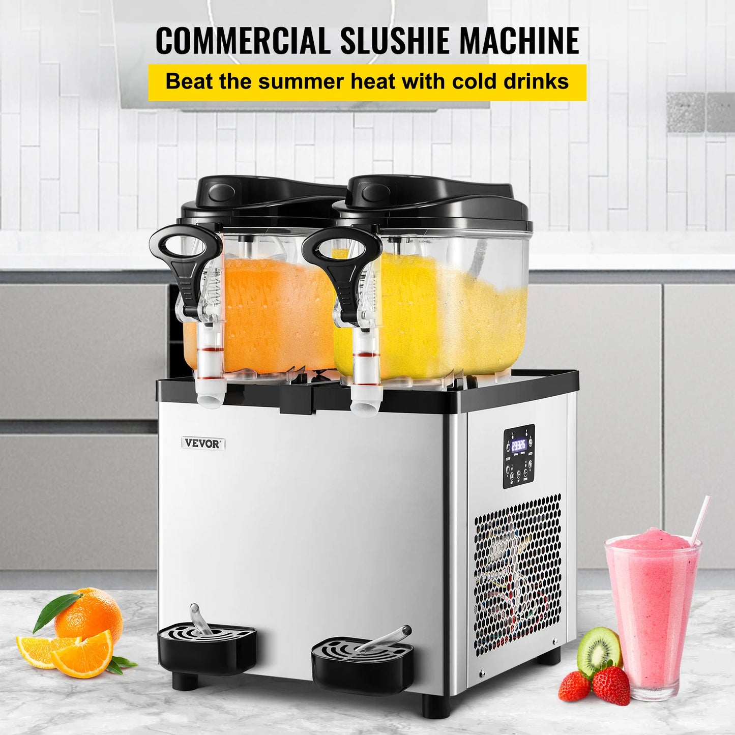 VEVOR 2x6L Commercial Beverage Slush Machine Dispenser