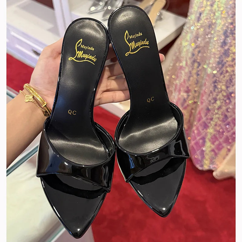 SOVOB Satin High Heel Sandals For Women Pointed Toe Peep Toe