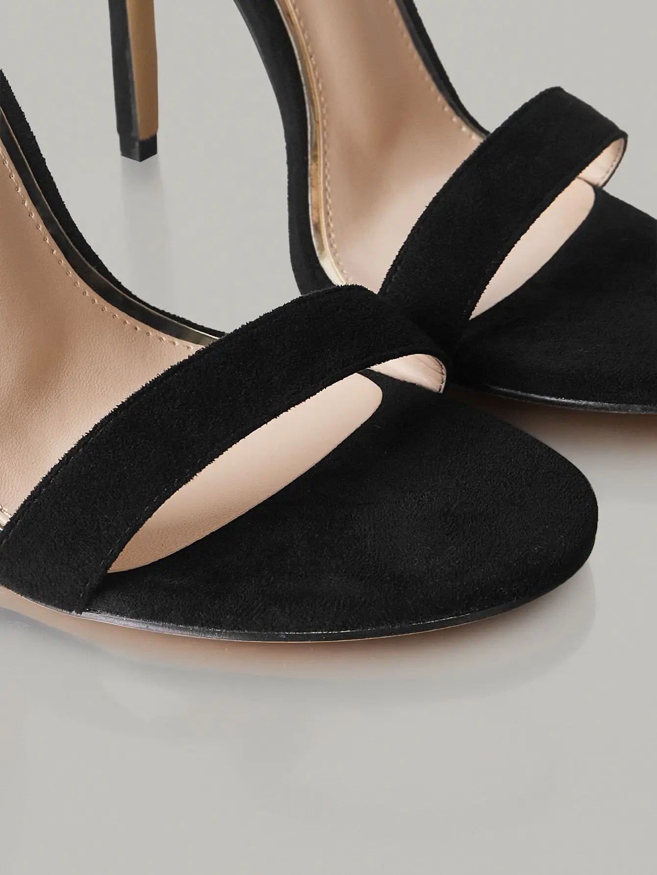 Glass Ankle Strap Sandals Stiletto Heels PU Leather