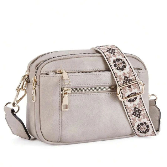 New Quilted Embroidery Grid Colorblocking Retro Shoulder Bag Zipper Shoulder Crossbody Purse Small Square Bag