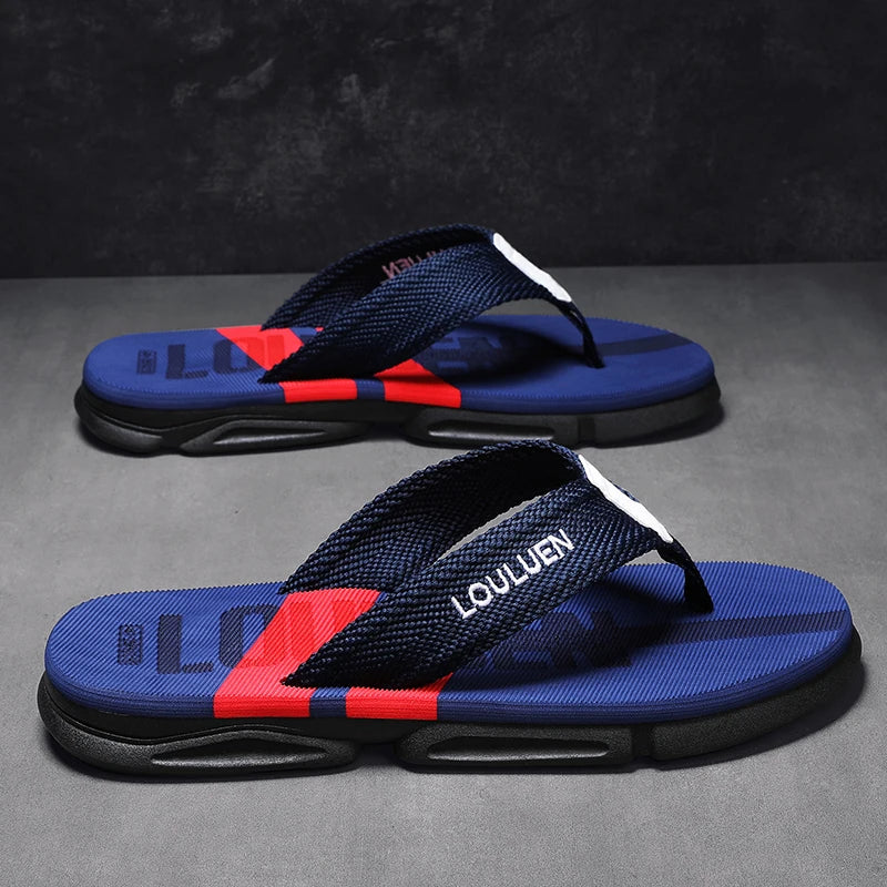 LOULUEN Men Flip Flops Breathable Casual Beach Slippers Outdoor