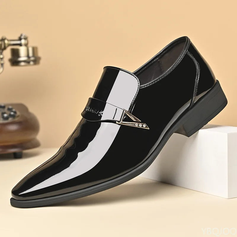 YBQJOO Men's Slip On Pointed Formal Shoes PU Insole